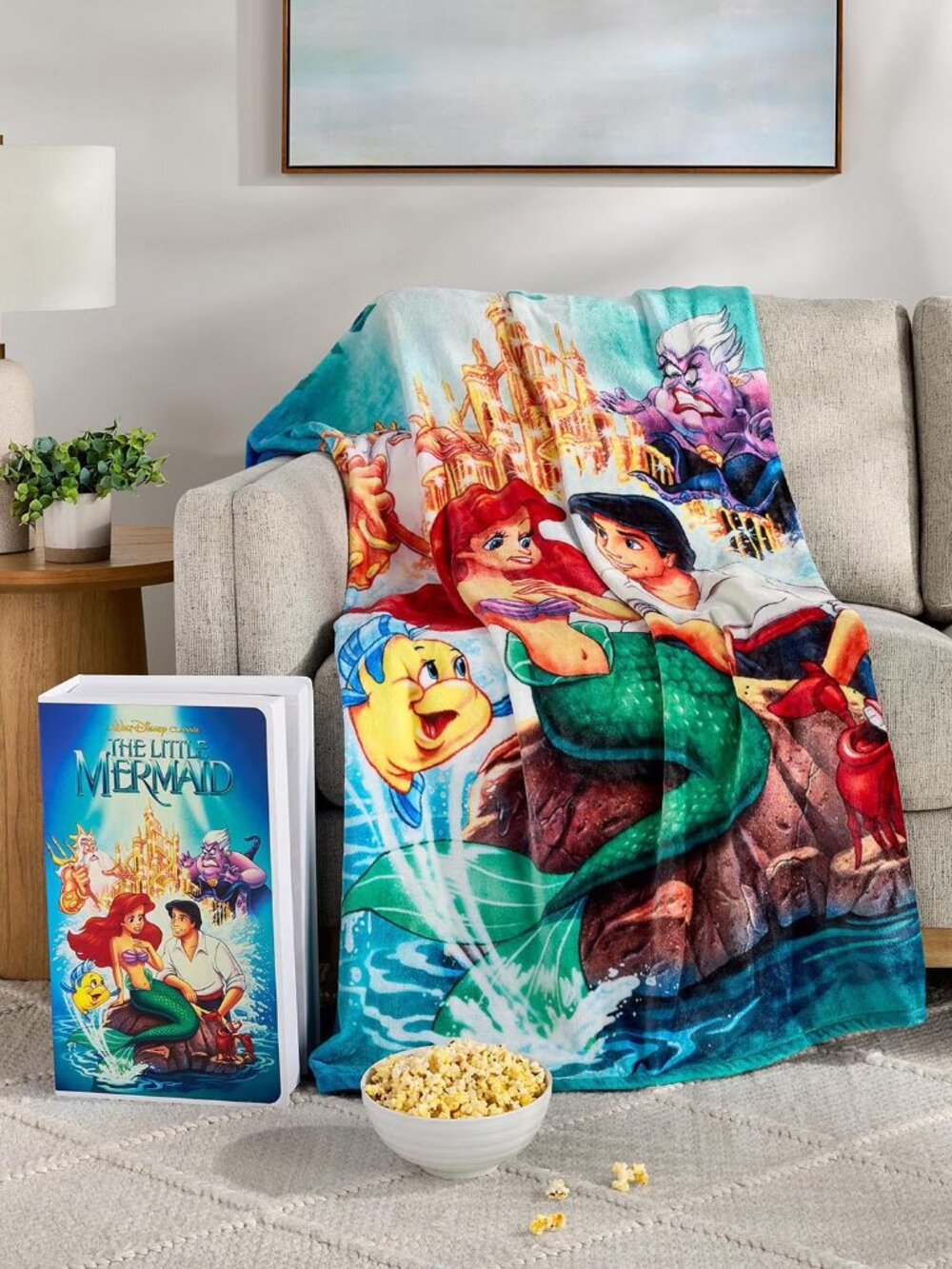 Disney The Little Mermaid Classic VHS Boxed Silk Touch Throw, 50" x 70" NWT